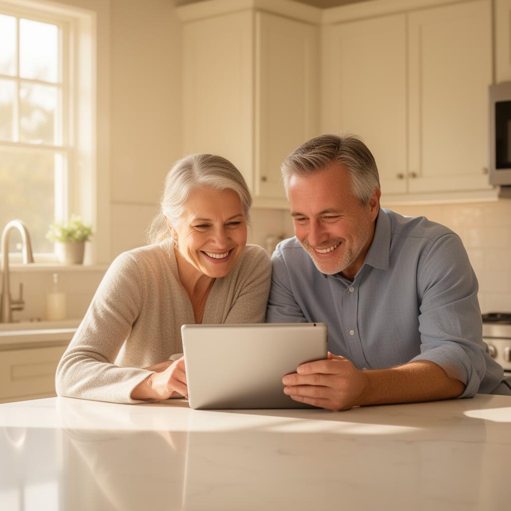 A couple reviewing their home sale options together