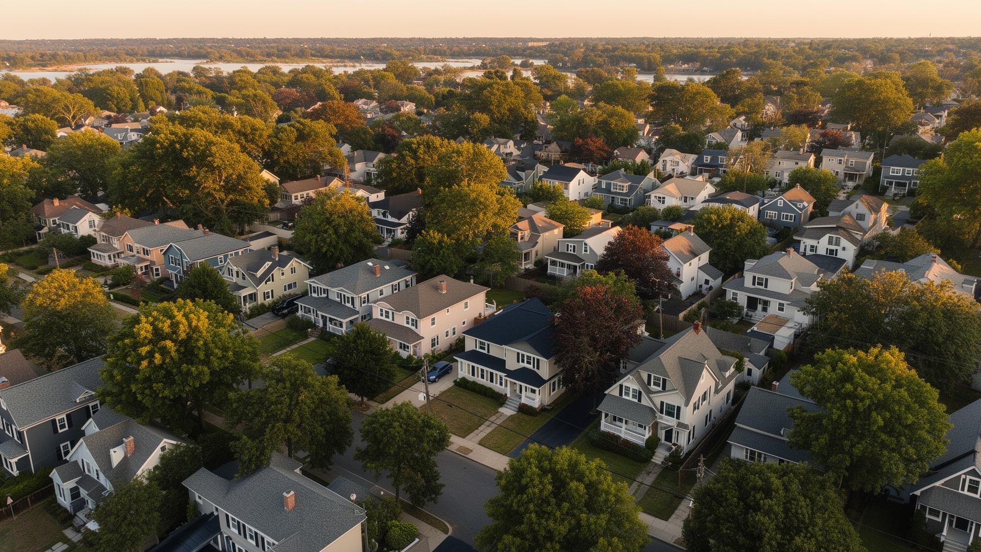 Aerial view of an American neighborhood